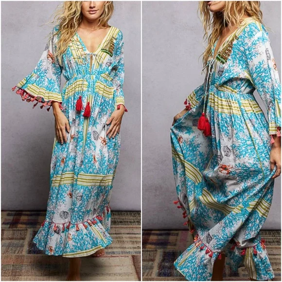 POL Size Large 3/4 Sleeve Maxi Dress - Picture 3 of 6